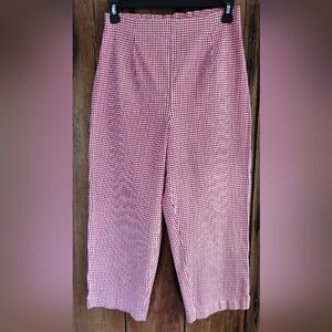 Vintage Cabin Creek Gingham Capri Pants Cotton Blend Sz 10 Red/White